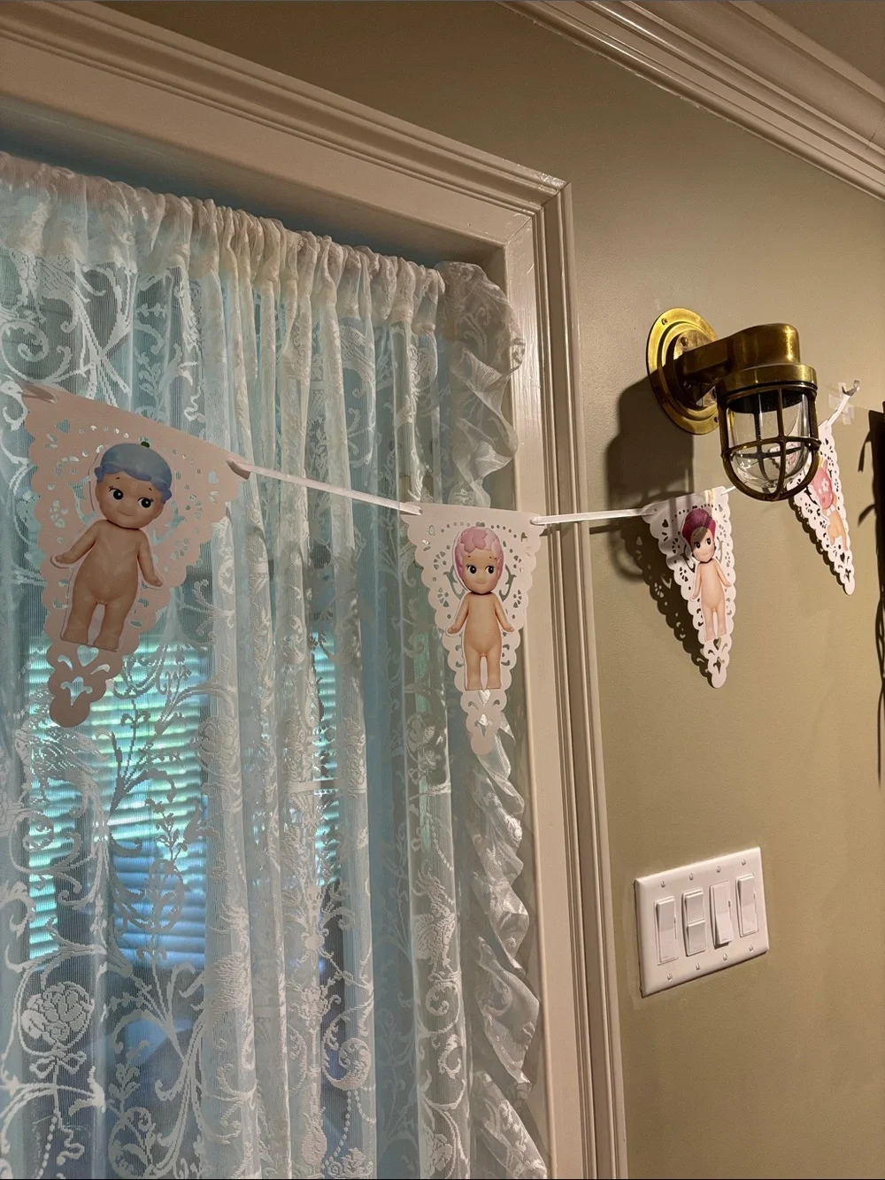 Set of Three Lacey Sonny Angel Garland Banners on White Ribbon